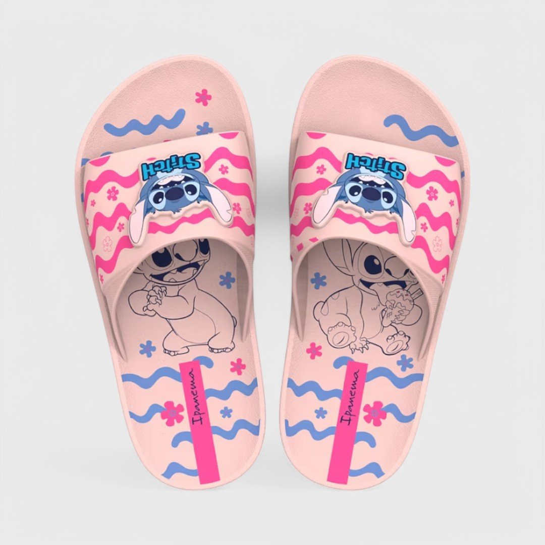 Chinelo Ipanema Disney Stitch Slide Infantil Rosa/Azul 2