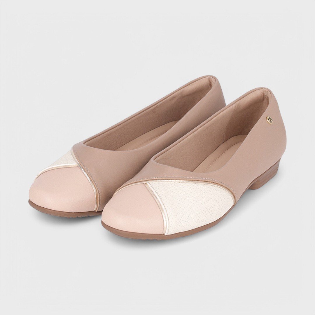 Sapatilha Piccadilly Feminina Nude/Off White/Rose 2
