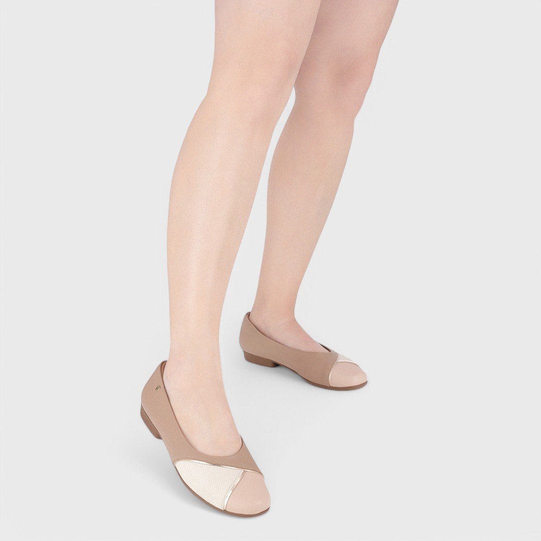 Sapatilha Piccadilly Feminina Nude/Off White/Rose 3