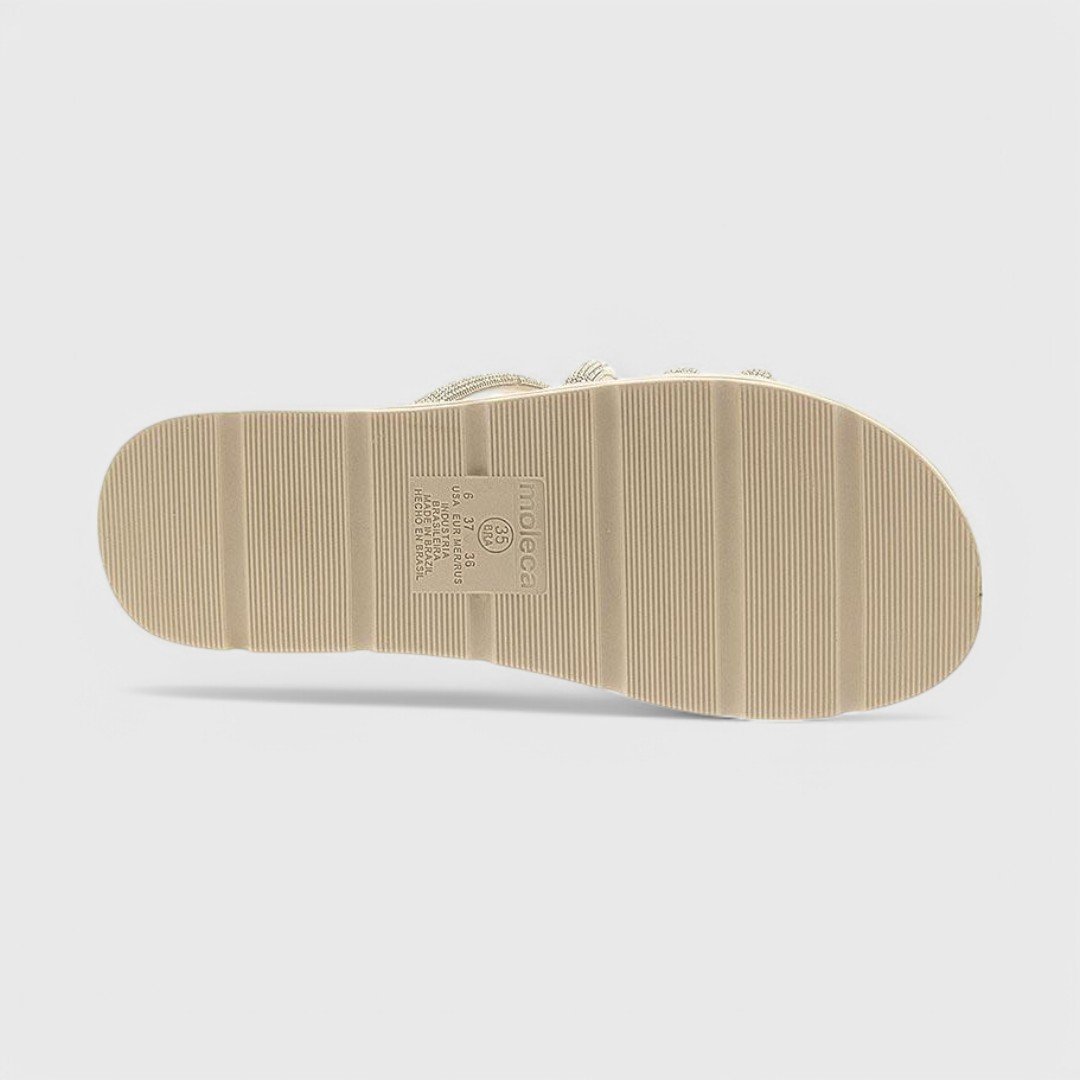 Chinelo Slide Moleca Papete Feminino Branco Off/Niquel/Cristal 7
