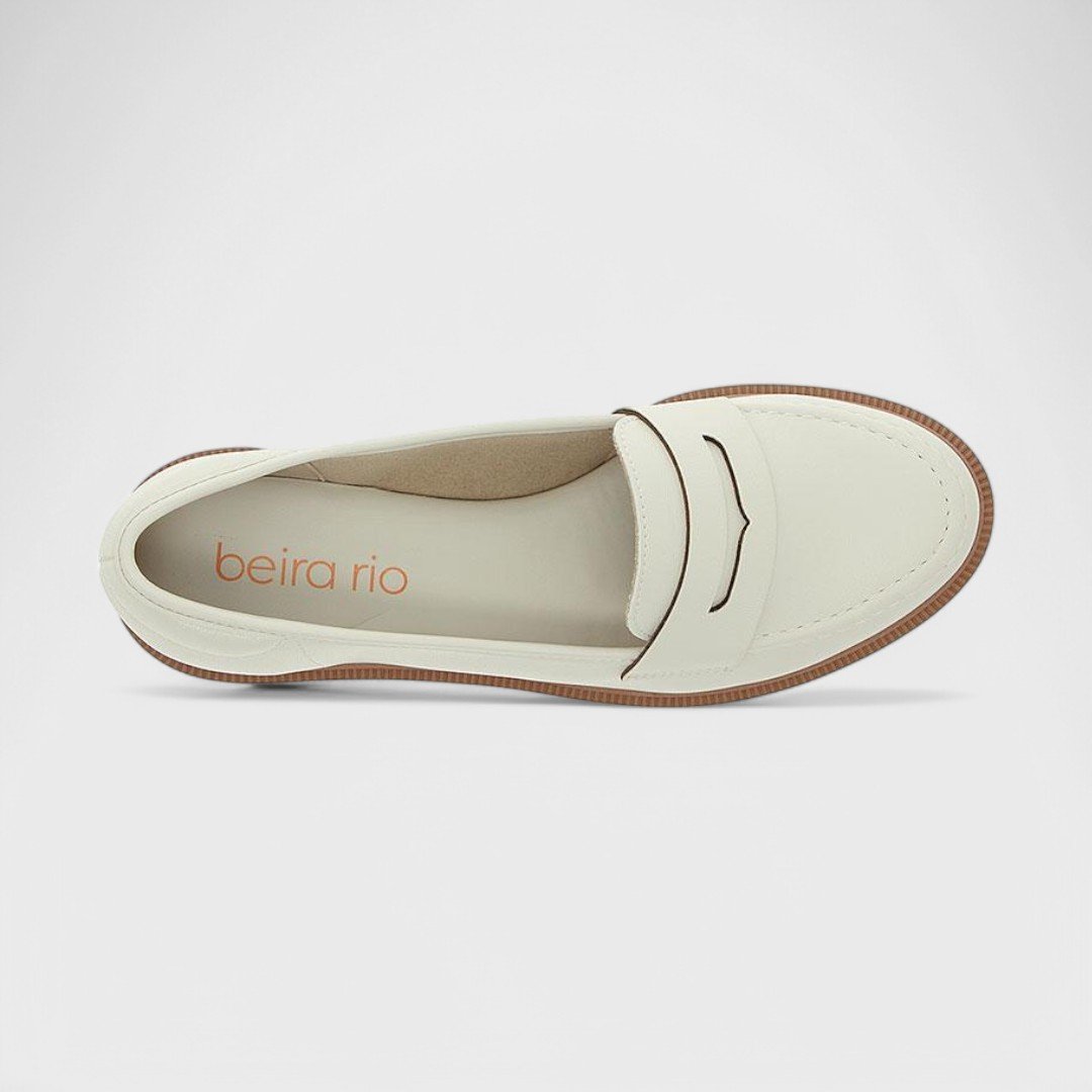 Sapato Loafer Beira Rio Feminino Branco Off/Crepado 4