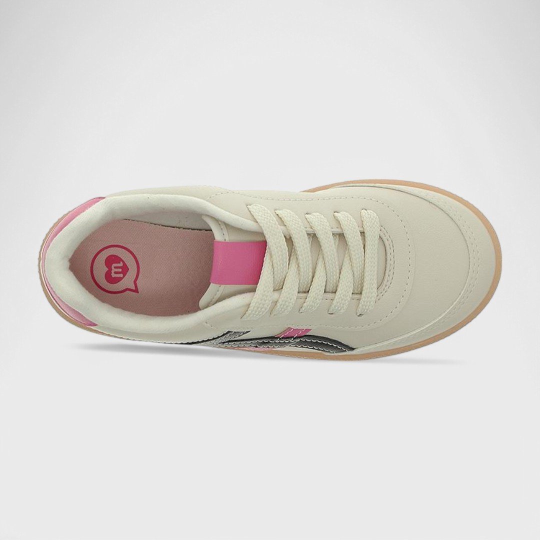 Tênis Molekinha Feminino Infantil Branco Off/Preto/Rosa 5