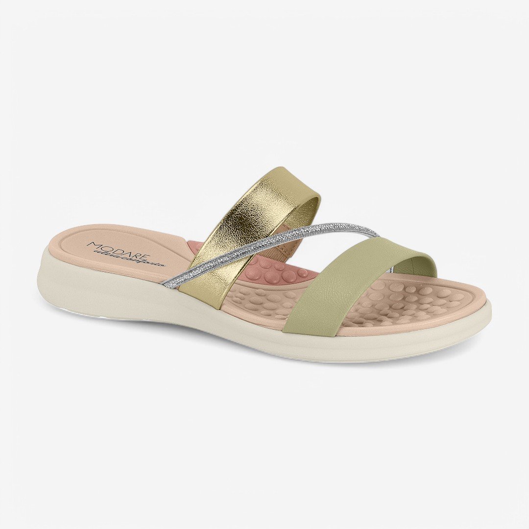 Tamanco Modare Feminino Dourado/Verde/Cristal 1