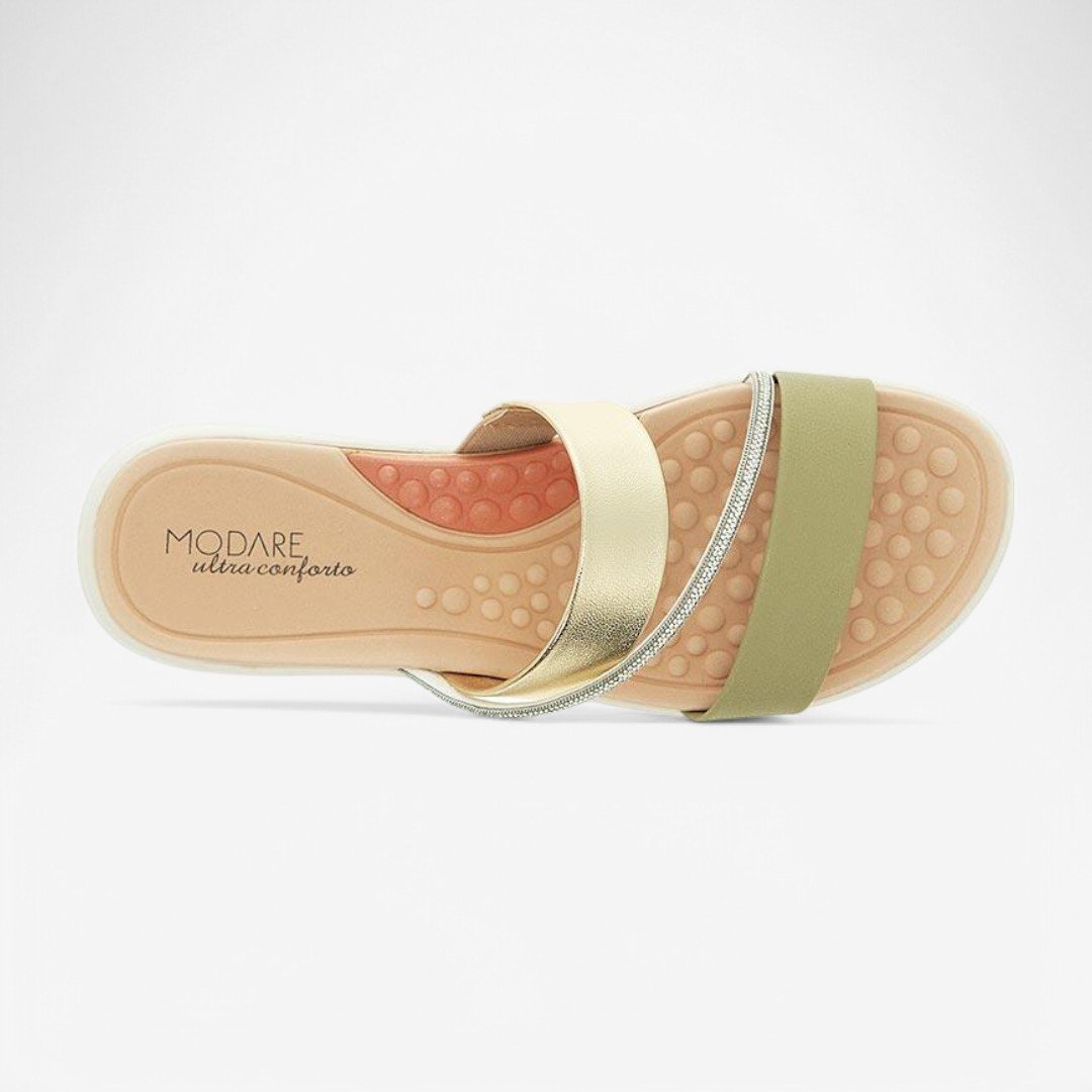 Tamanco Modare Feminino Dourado/Verde/Cristal 7