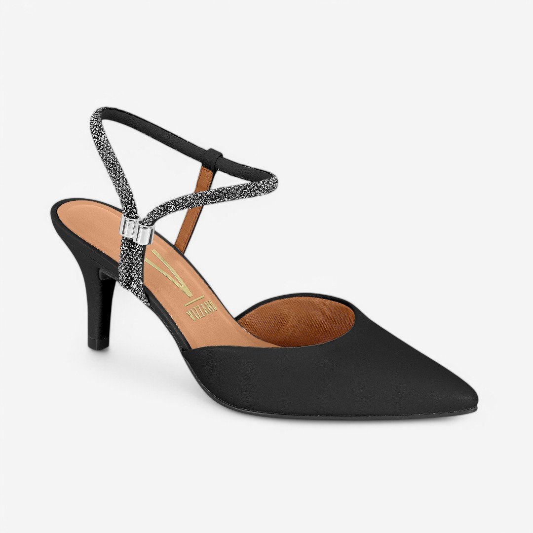 Sapato Scarpin Vizzano Feminino com Strass Preto 2