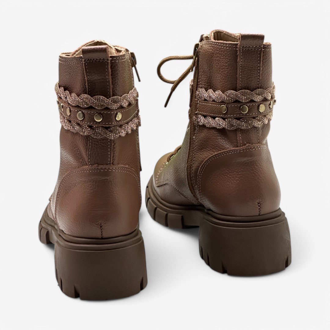 Coturno Feminino Estilo Mix em Couro Caramelo 3