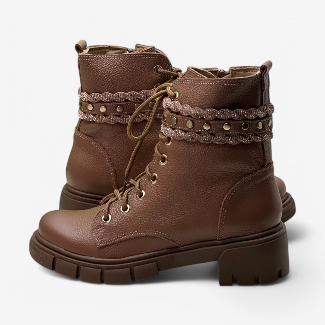 Coturno Feminino Estilo Mix em Couro Caramelo 4