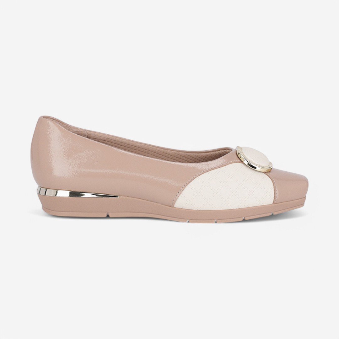Sapatilha Piccadilly MaxTherapy Feminina Bege/Off White 1