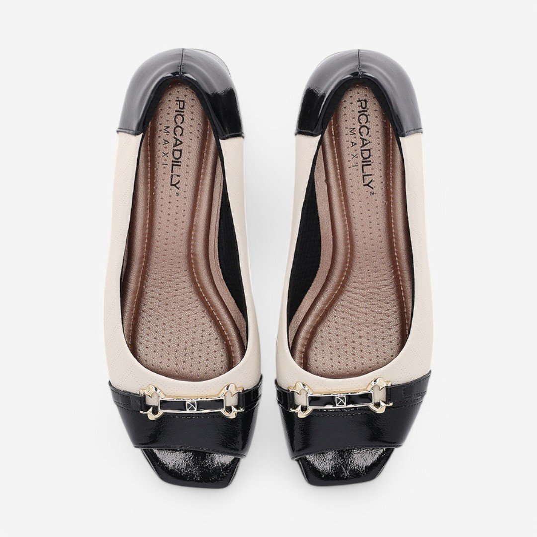 Sapato Peep Toe Piccadilly Feminino Preto/Off White 5
