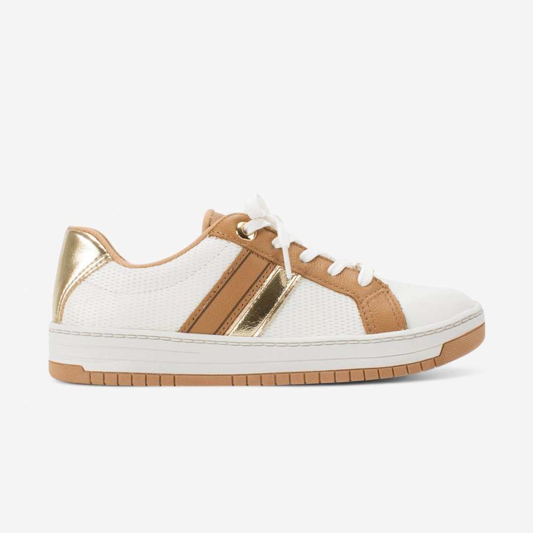 Tênis Kolosh Casual Feminino Branco/Caramelo/Champagne 1