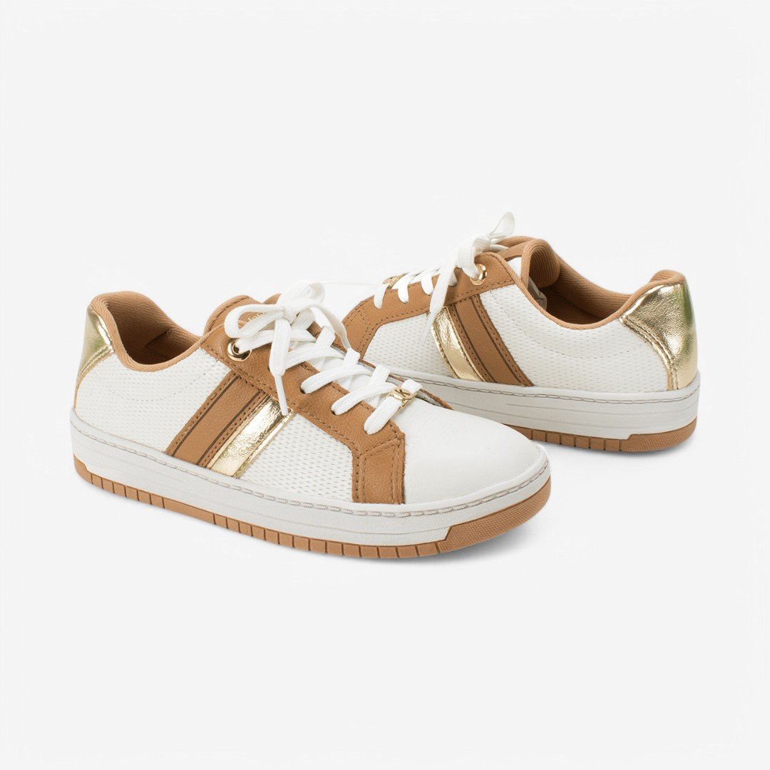 Tênis Kolosh Casual Feminino Branco/Caramelo/Champagne 3