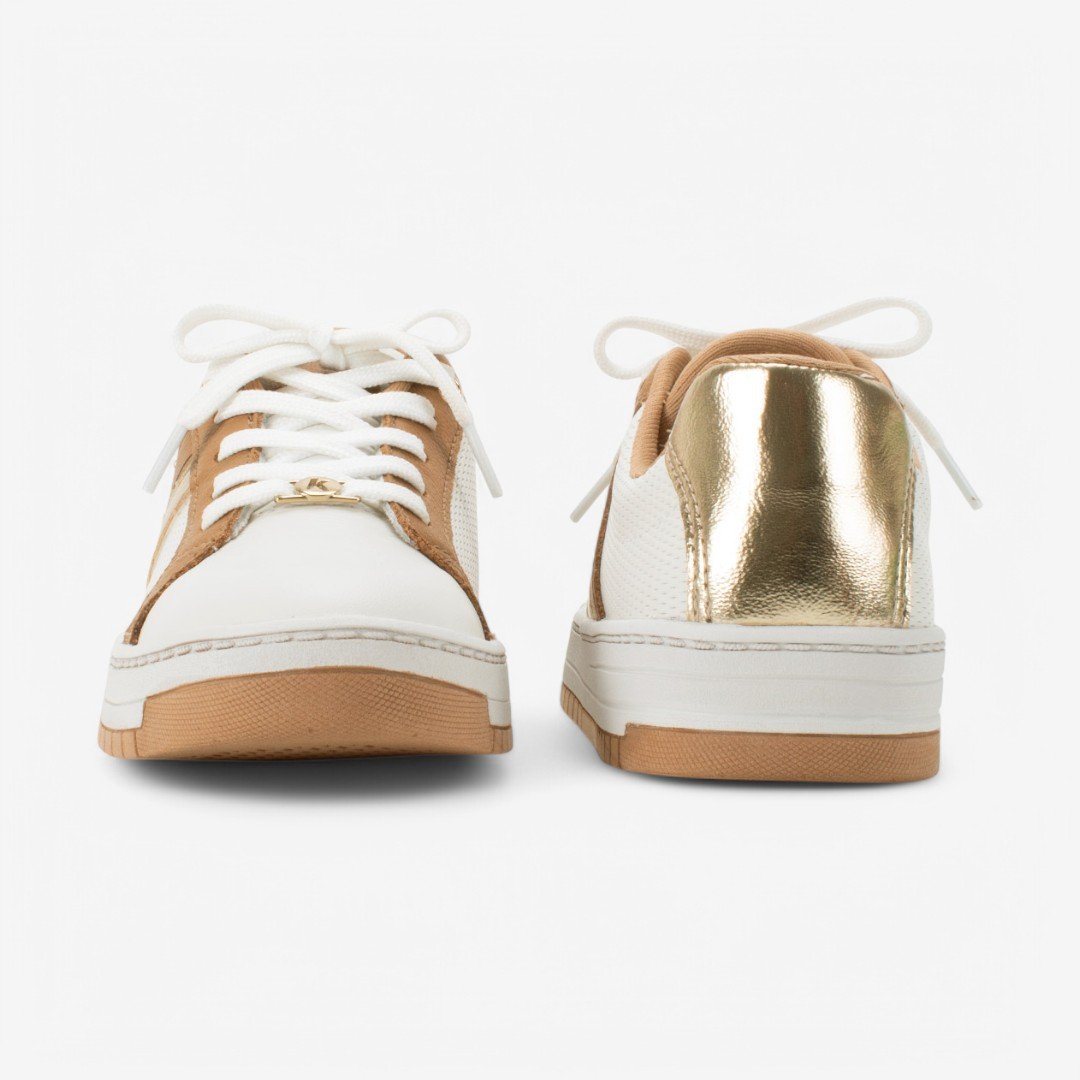 Tênis Kolosh Casual Feminino Branco/Caramelo/Champagne 5