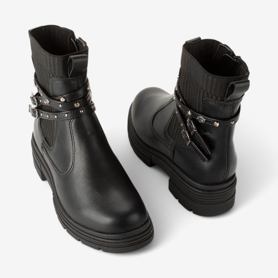 Bota Pink Cats Cano Curto Feminina Infantil Preto 2
