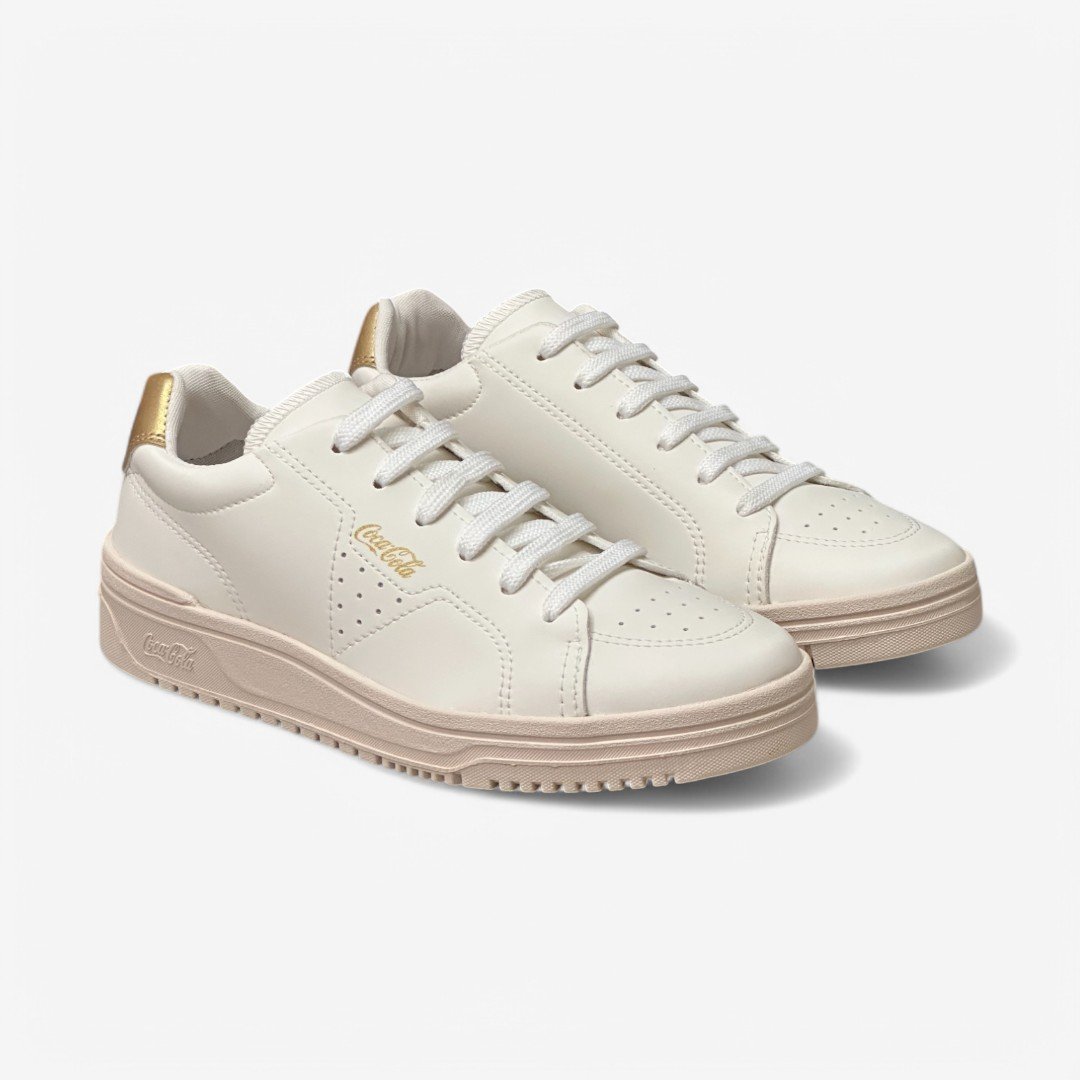Tênis Coca Cola Casual Feminino CC2504 Branco/Ouro 2
