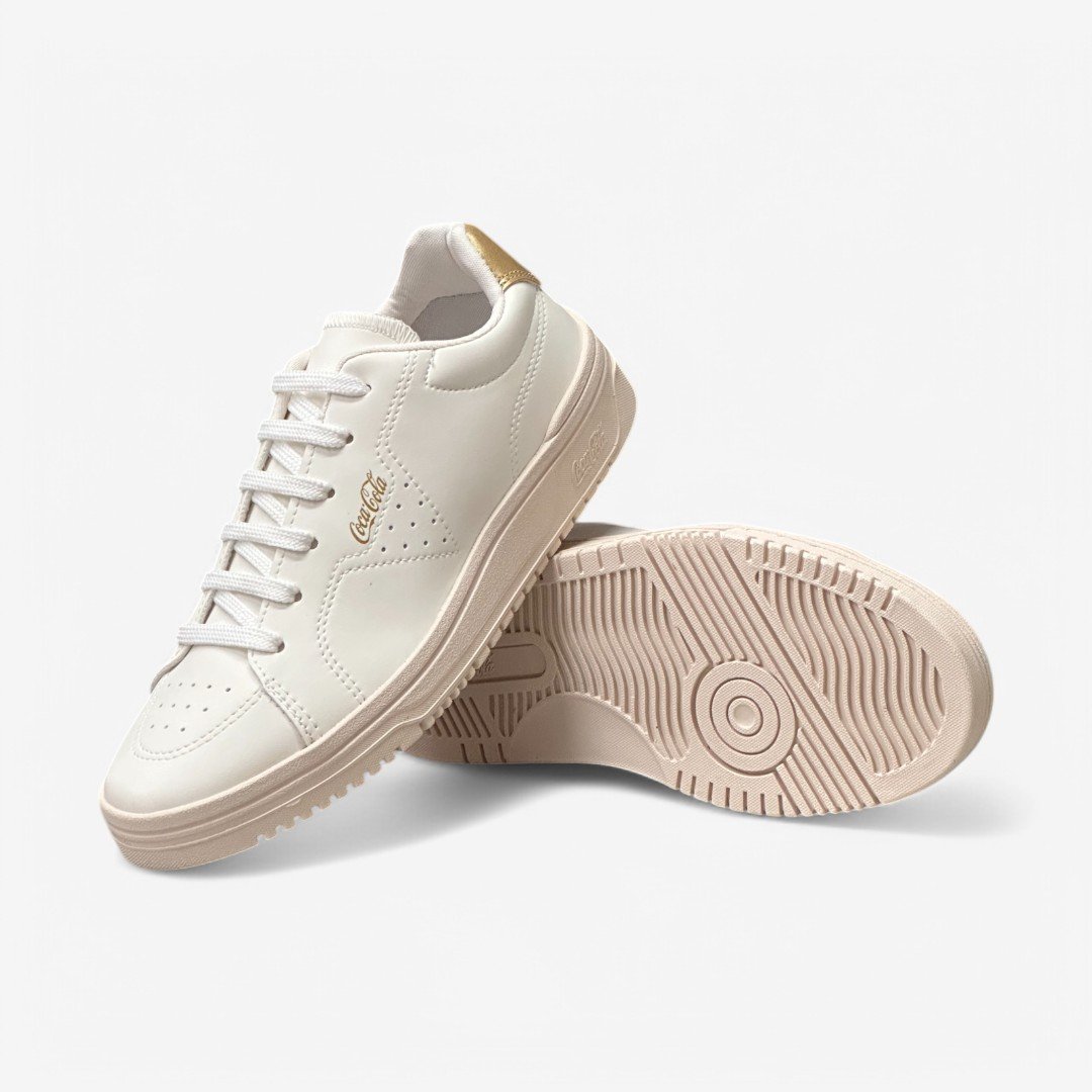 Tênis Coca Cola Casual Feminino CC2504 Branco/Ouro 3