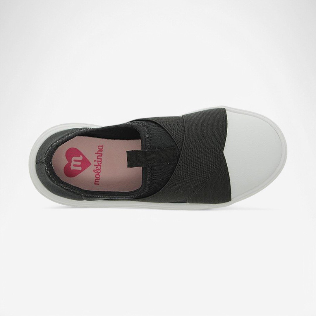 Tênis Slip On Molekinha Feminino Infantil Preto/Branco 5