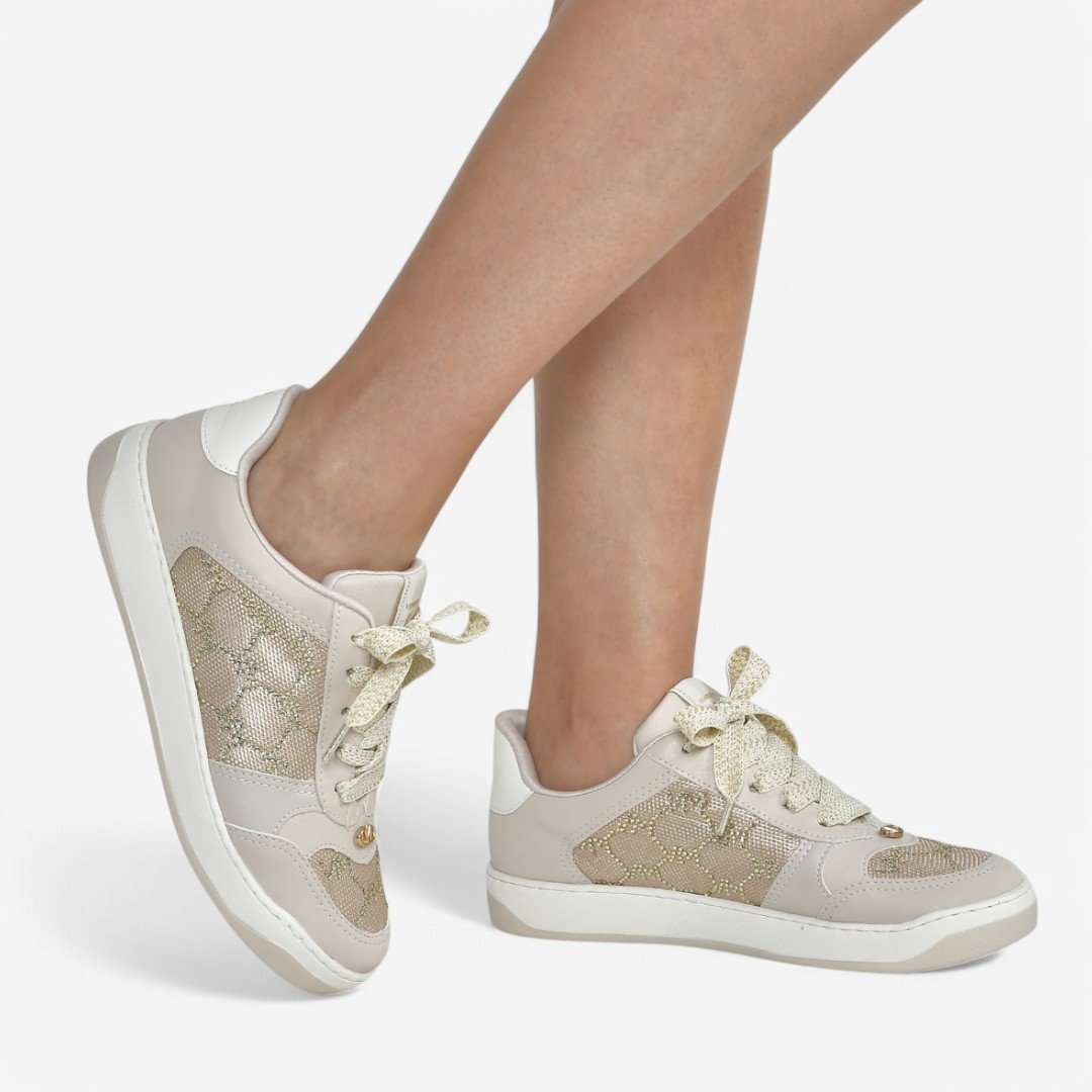 Tênis Via Marte Casual Feminino 220-001-08 Bege/Gold/Milk 2