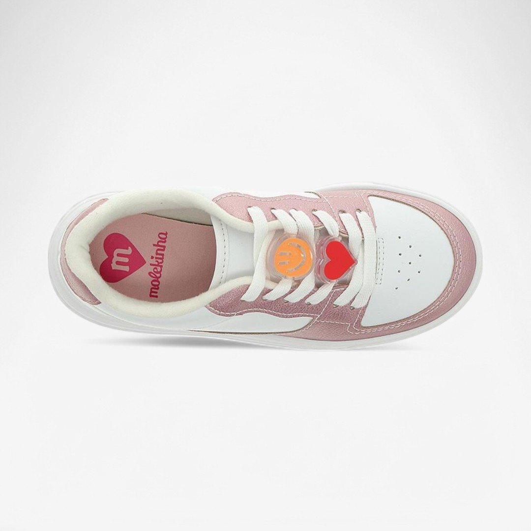 Tênis Molekinha Feminino Infantil Branco/Rosa Velho 6