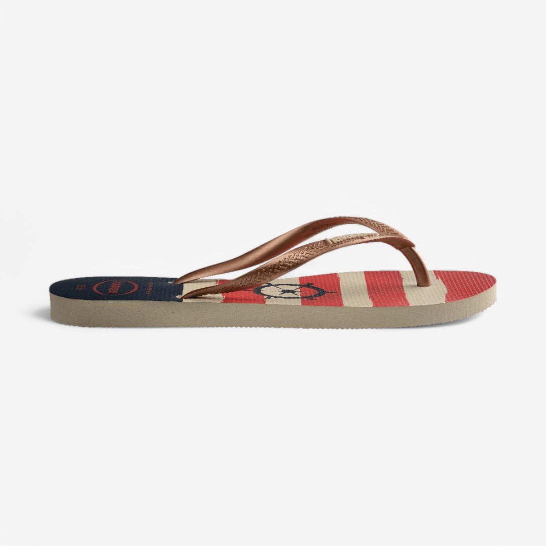 Chinelo Havaianas Slim Nautical Rose Gold/Bege Palha 3