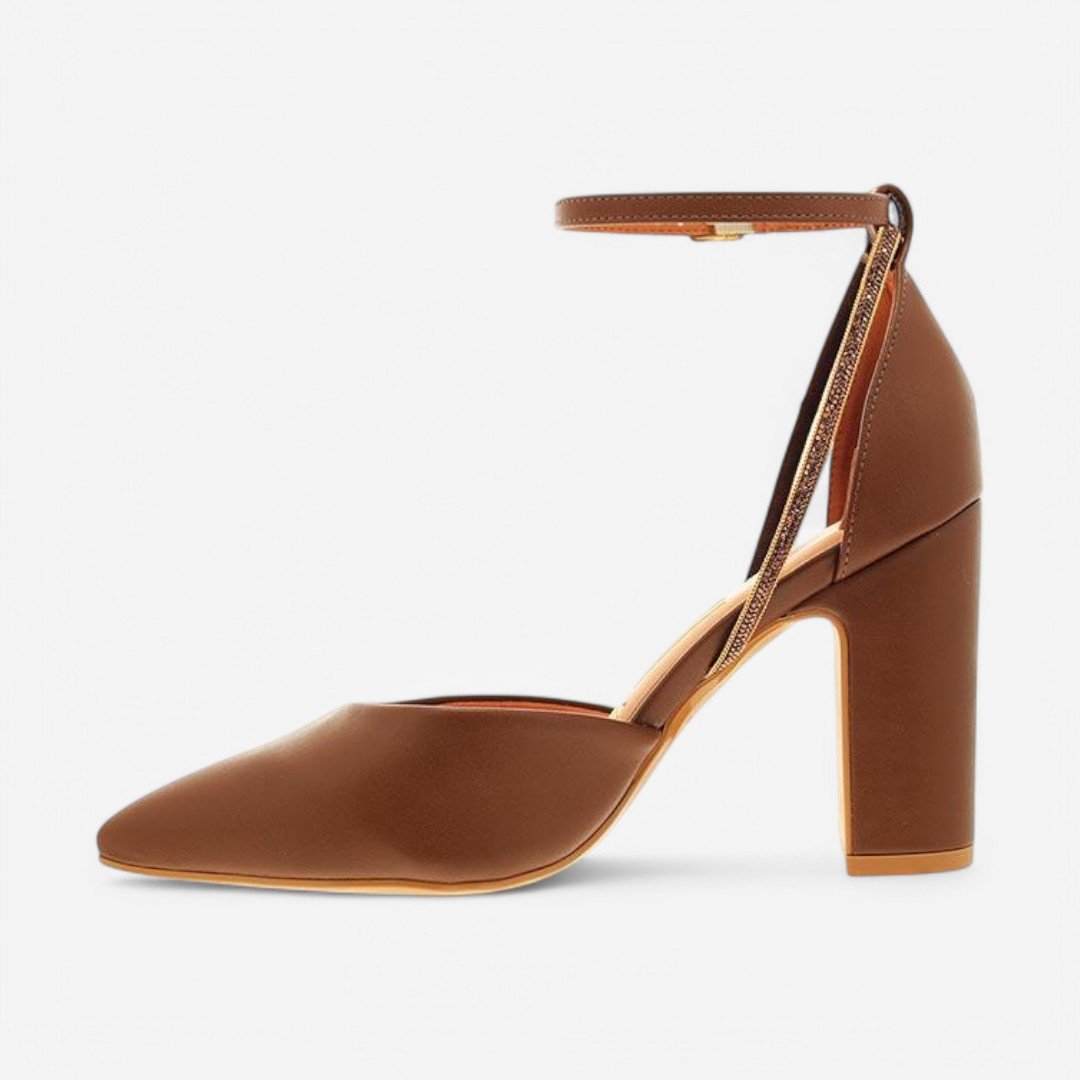 Sapato Scarpin Vizzano Salto Alto Capuccino/Cacau/Dourado 5