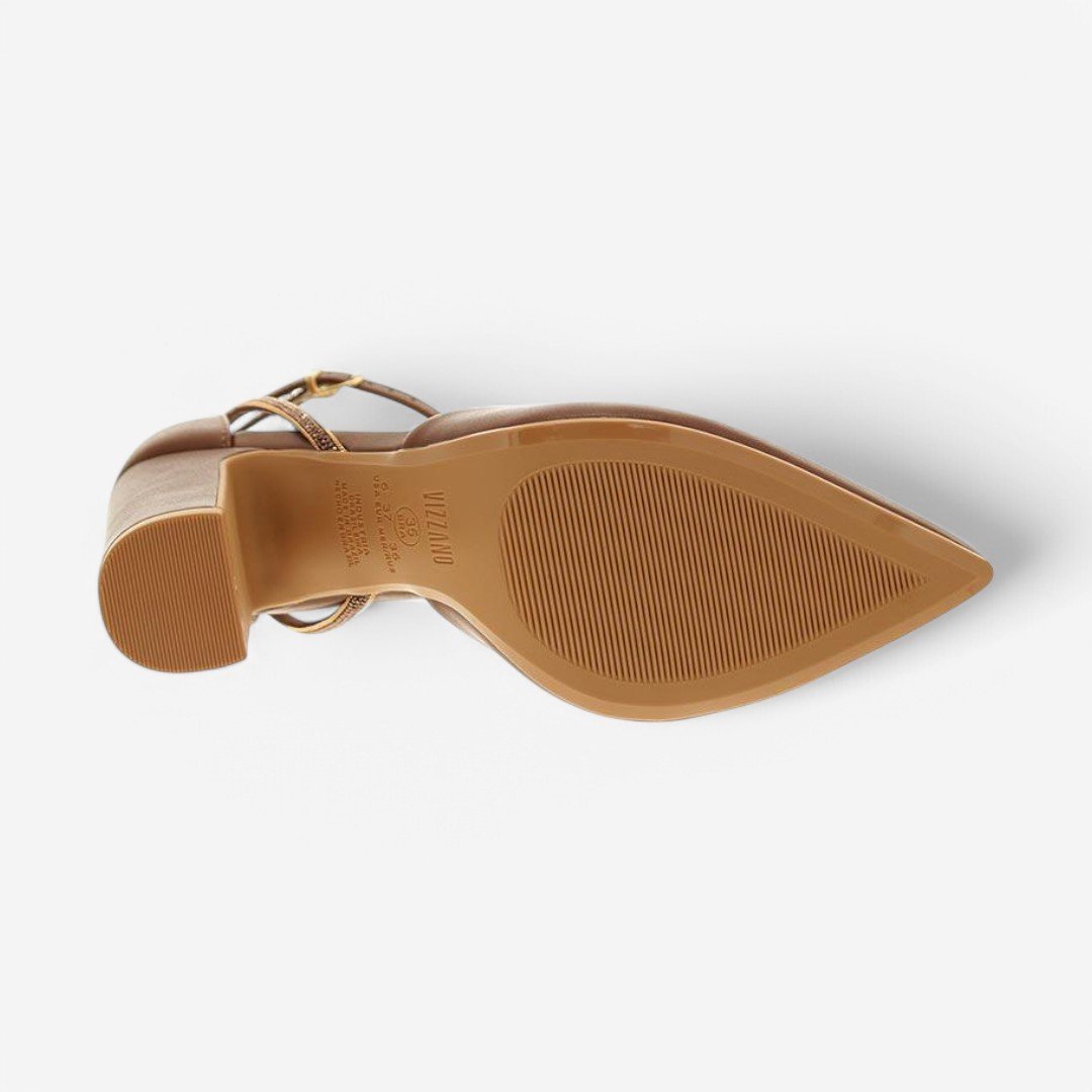 Sapato Scarpin Vizzano Salto Alto Capuccino/Cacau/Dourado 8