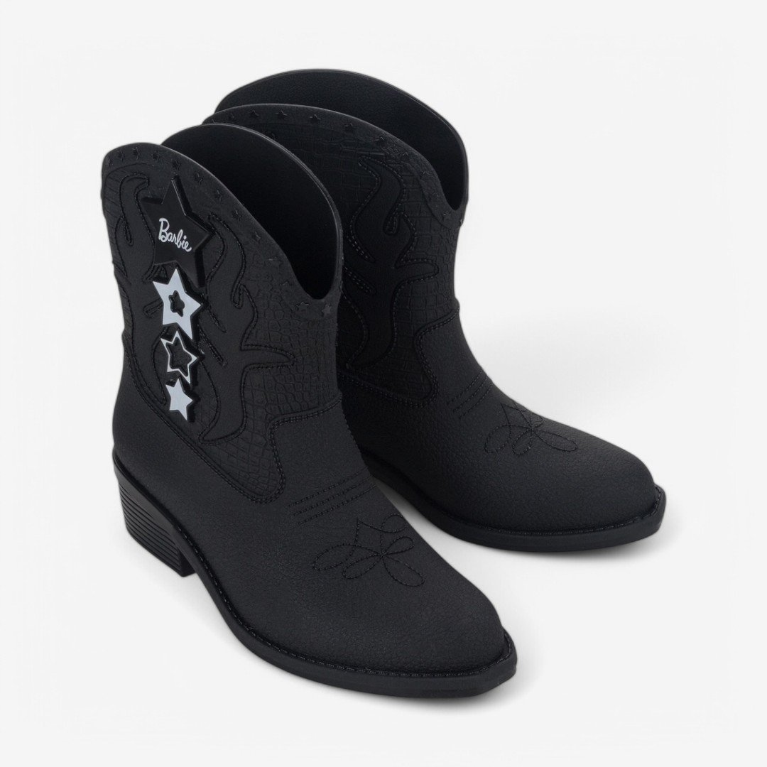 Bota Infantil Barbie Western Grendene Kids Preto/Branco 2