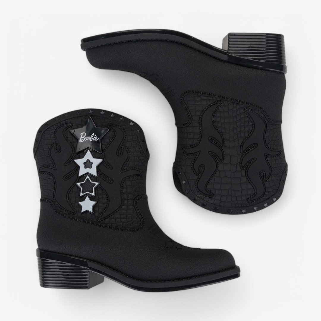 Bota Infantil Barbie Western Grendene Kids Preto/Branco 4