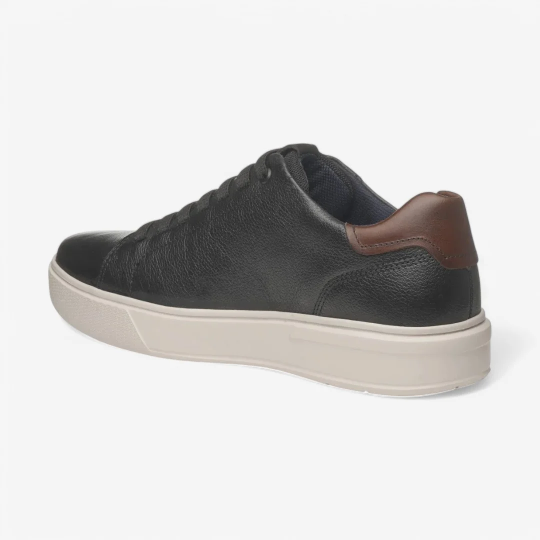 Tênis Pegada Casual Masculino em Couro Preto Preto/Conhaque 4