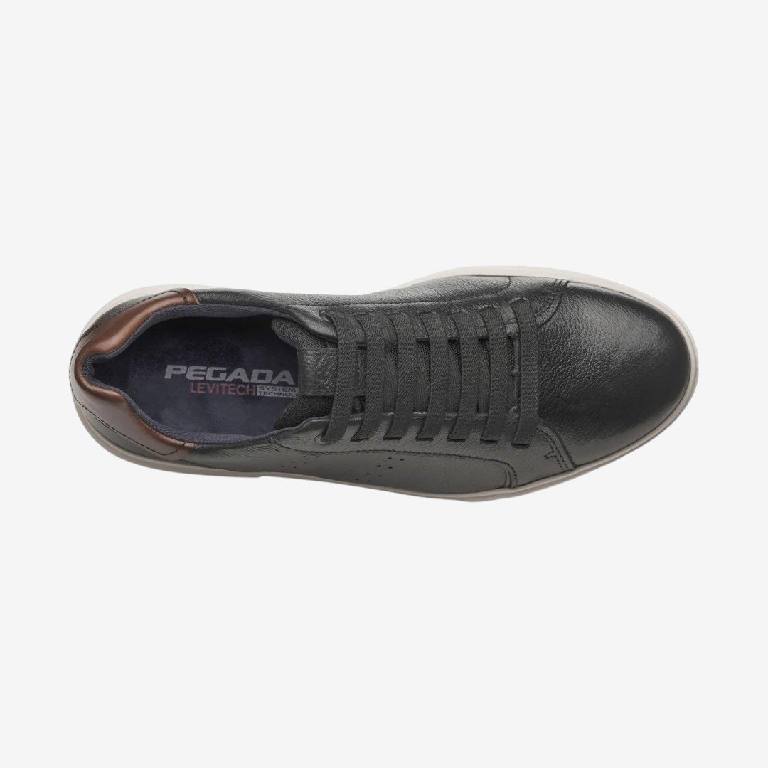 Tênis Pegada Casual Masculino em Couro Preto Preto/Conhaque 5