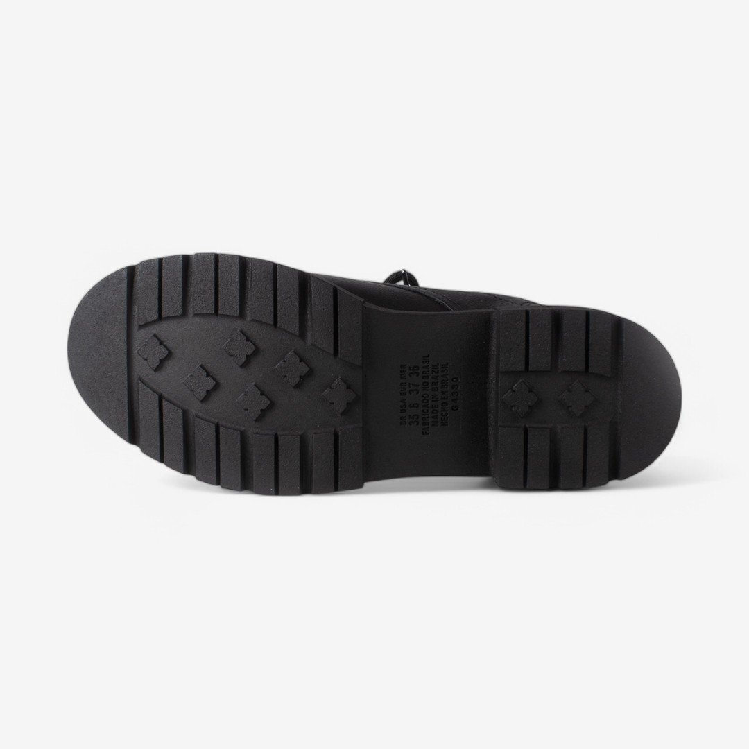 Bota Coturno Dakota Feminina em Couro Preto Preto 4