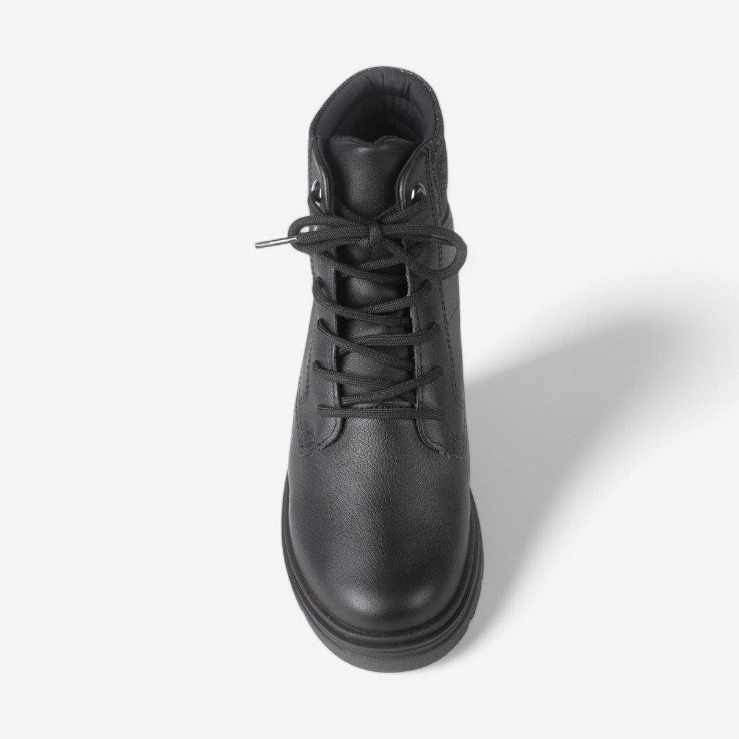 Bota Coturno Dakota Feminina em Couro Preto Preto 5