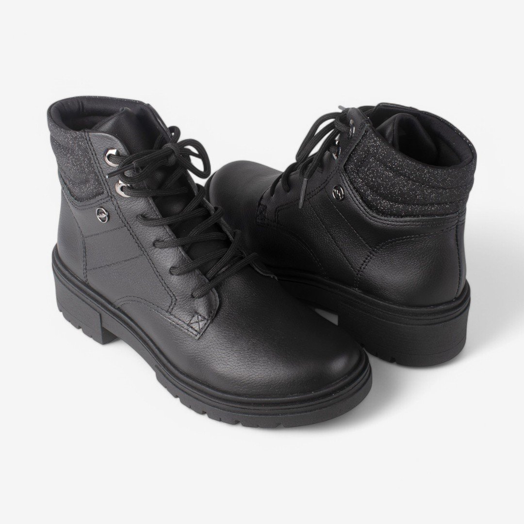 Bota Coturno Dakota Feminina em Couro Preto Preto 6