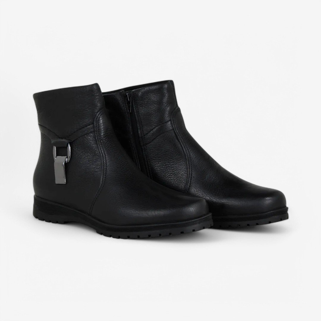 Bota Bottero Cano Baixo Feminina Em Couro Preta Preto 3