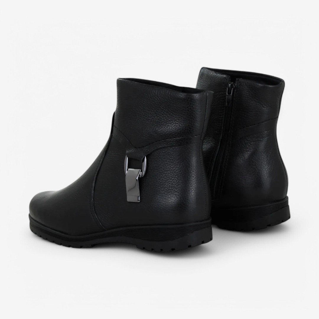 Bota Bottero Cano Baixo Feminina Em Couro Preta Preto 4