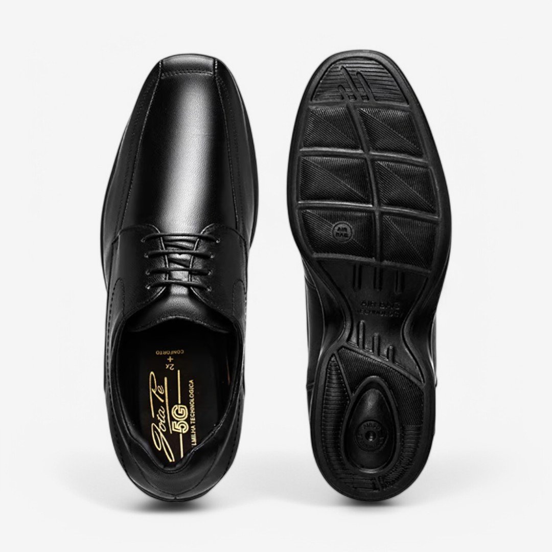 Sapato Social Couro Jota Pê 3D Vision Preto Preto 4