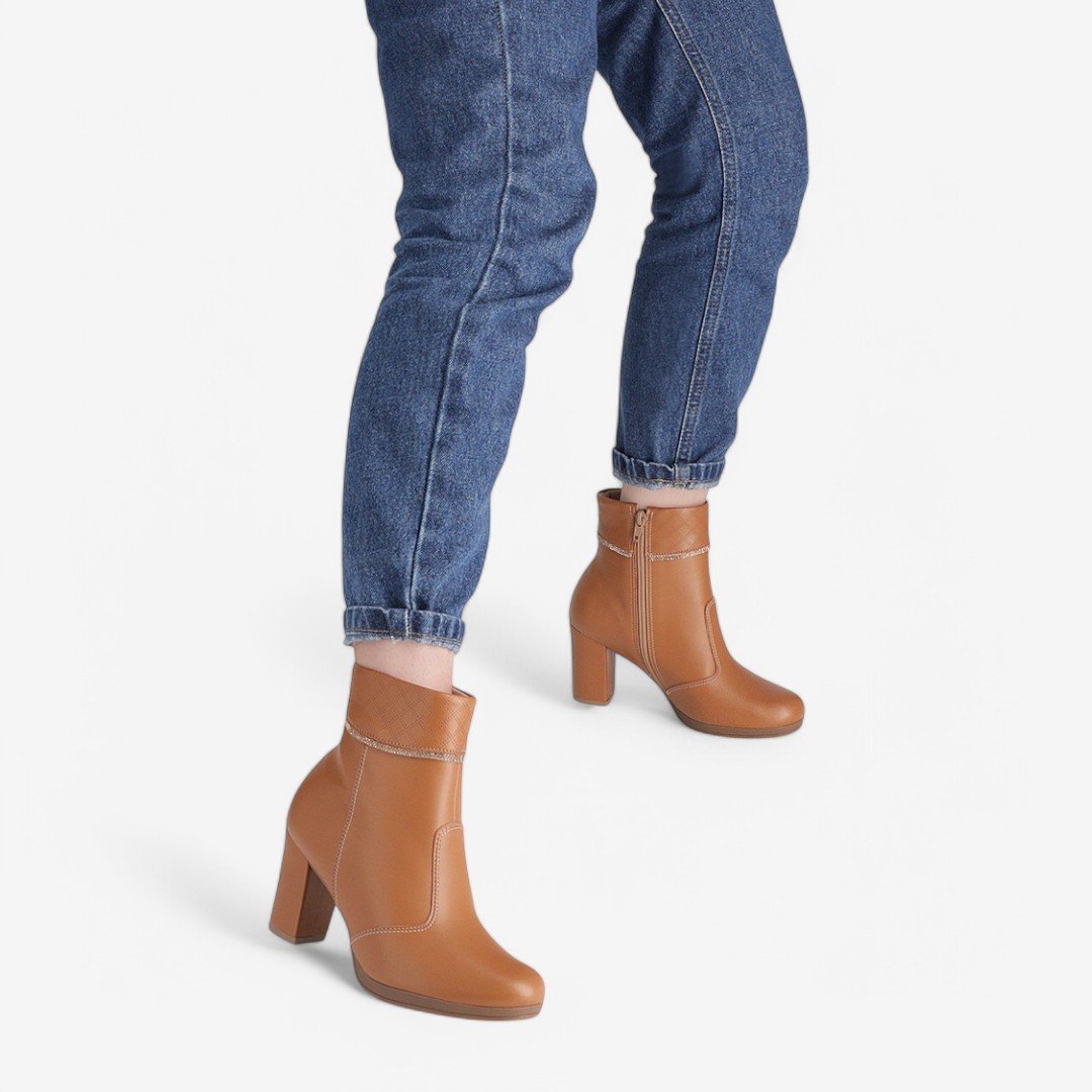 Bota Piccadilly Cano Curto Feminina Marrom Marrom 2