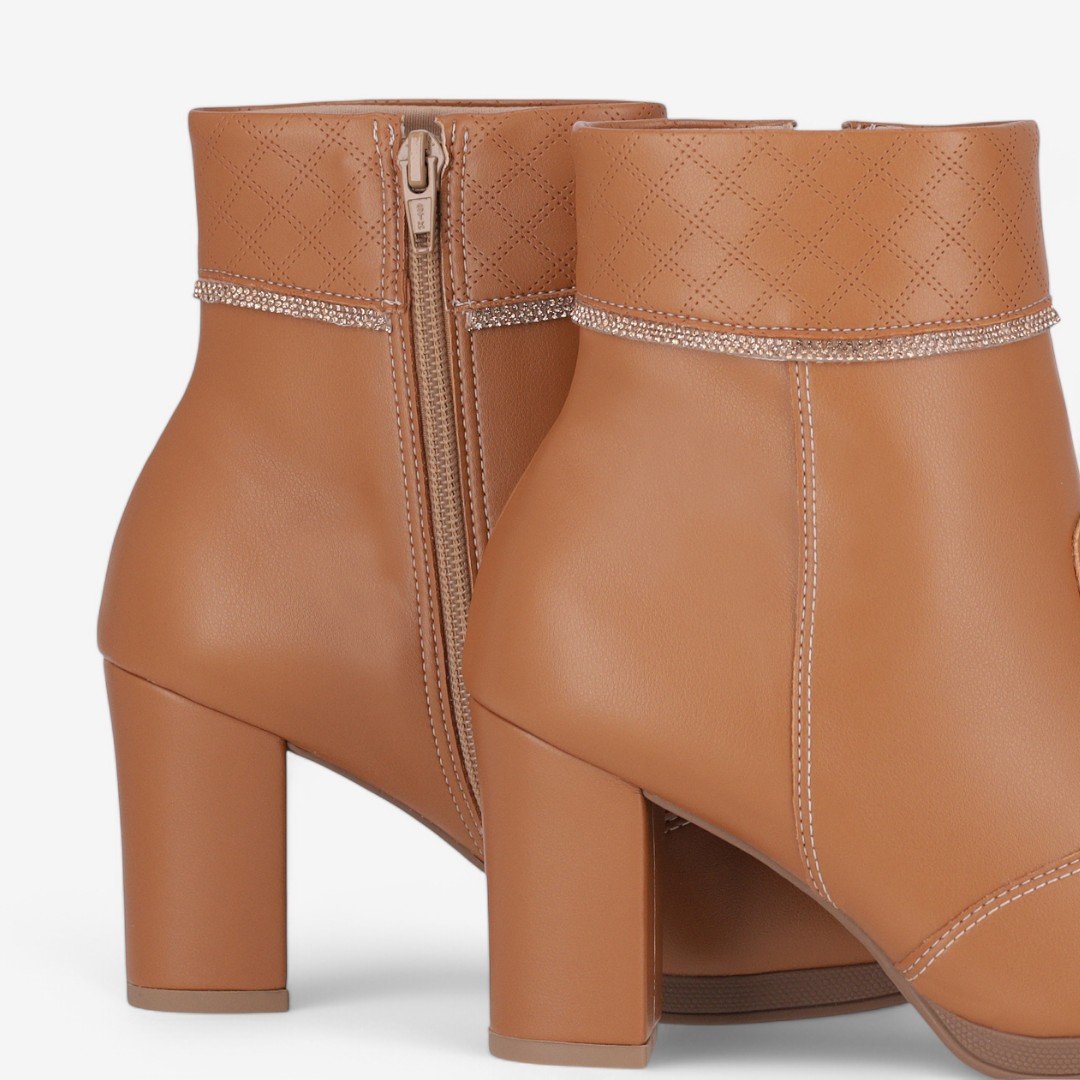 Bota Piccadilly Cano Curto Feminina Marrom Marrom 4