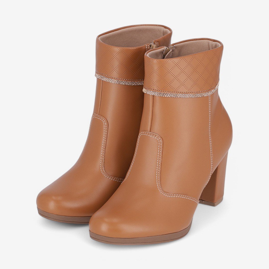 Bota Piccadilly Cano Curto Feminina Marrom Marrom 5