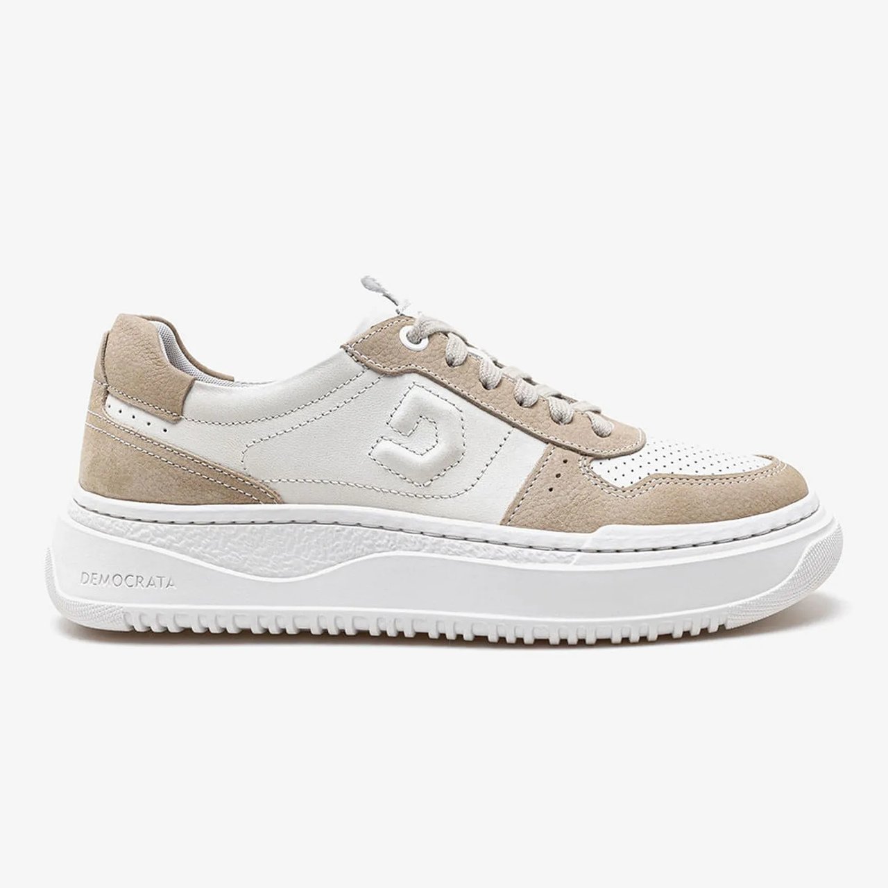 Tênis Democrata Feminino Block Branco/Bege Bege/Off White 1