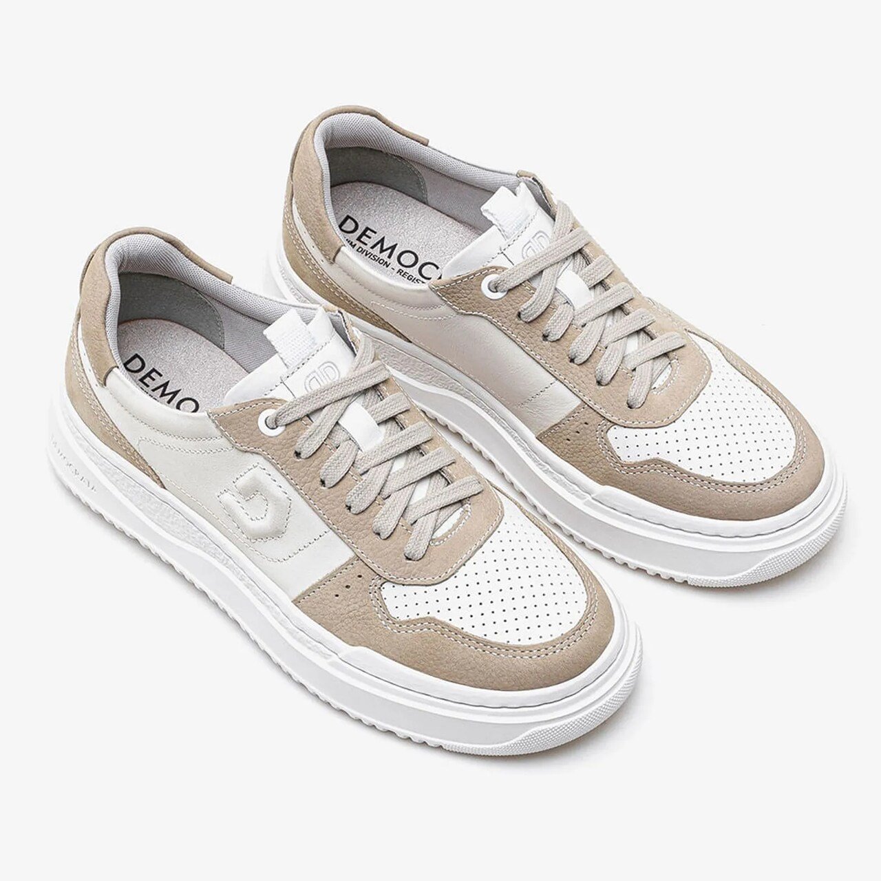 Tênis Democrata Feminino Block Branco/Bege Bege/Off White 2