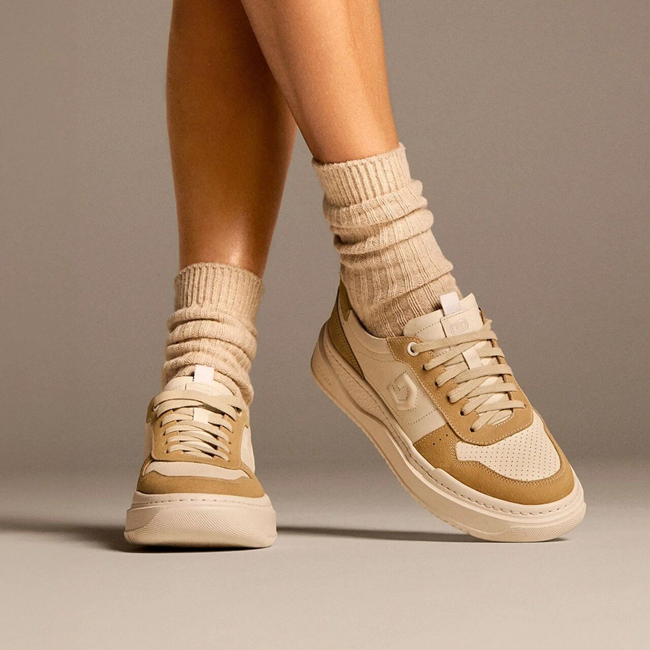 Tênis Democrata Feminino Block Branco/Bege Bege/Off White 3