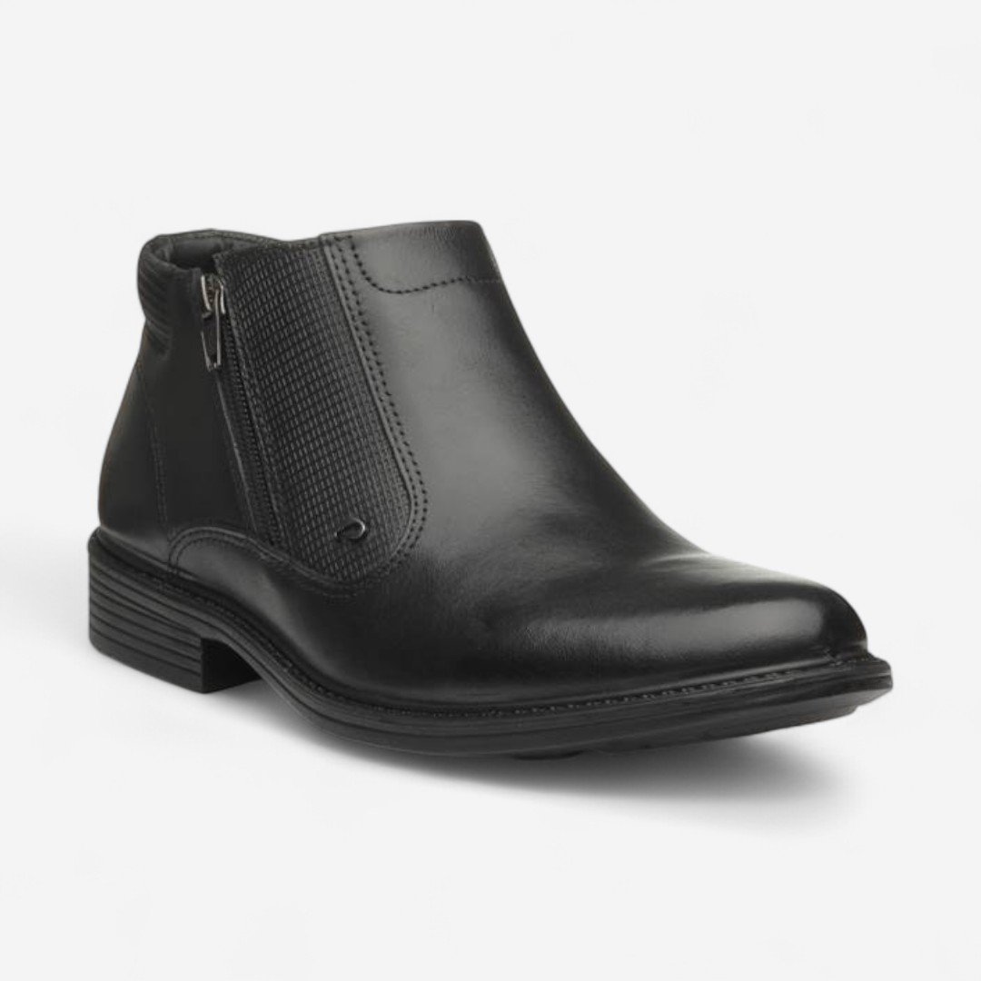 Bota Pegada Social Masculina Em Couro Preto Preto 2