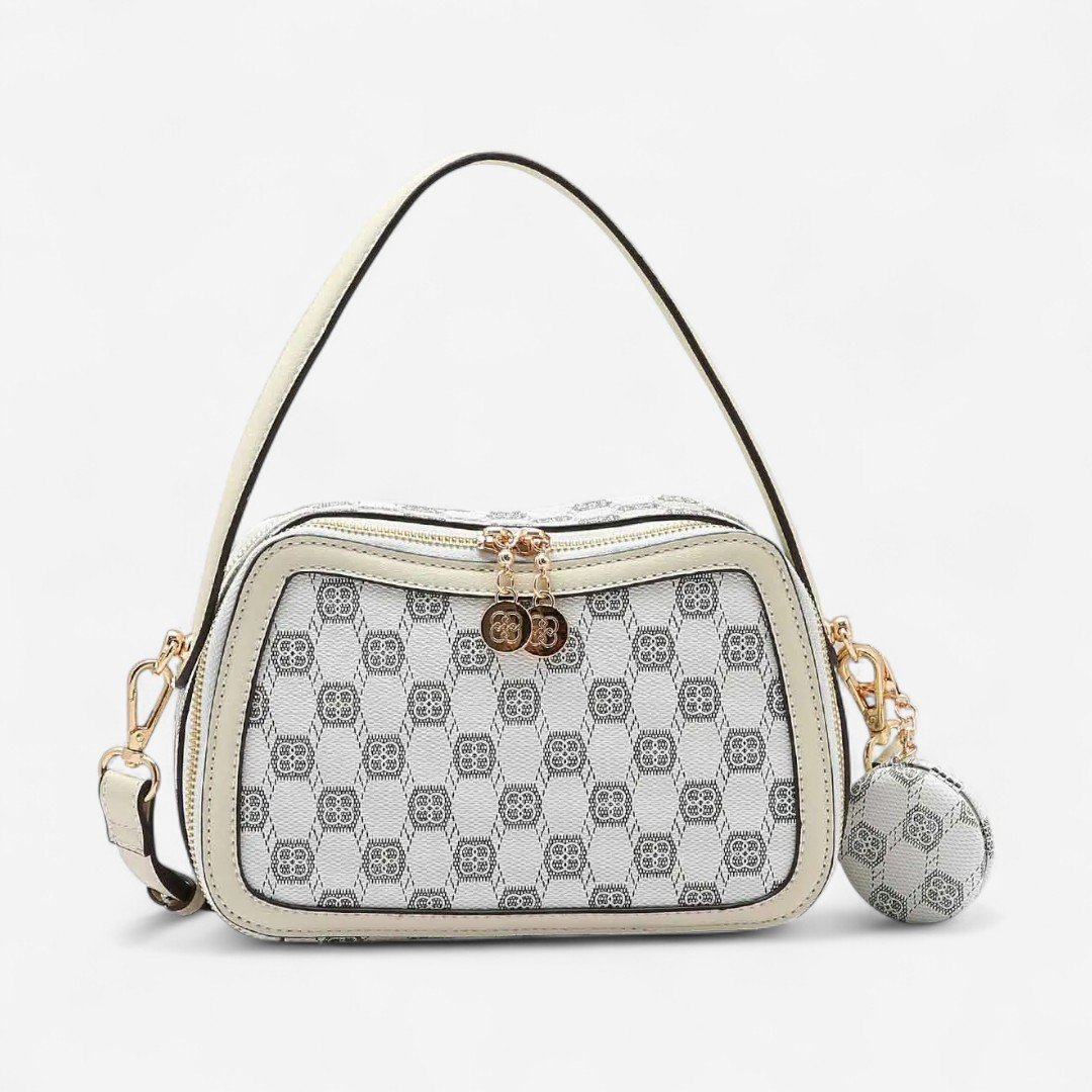 Bolsa Feminina Chenson Original New Cristal Mão Marrom Off White 3