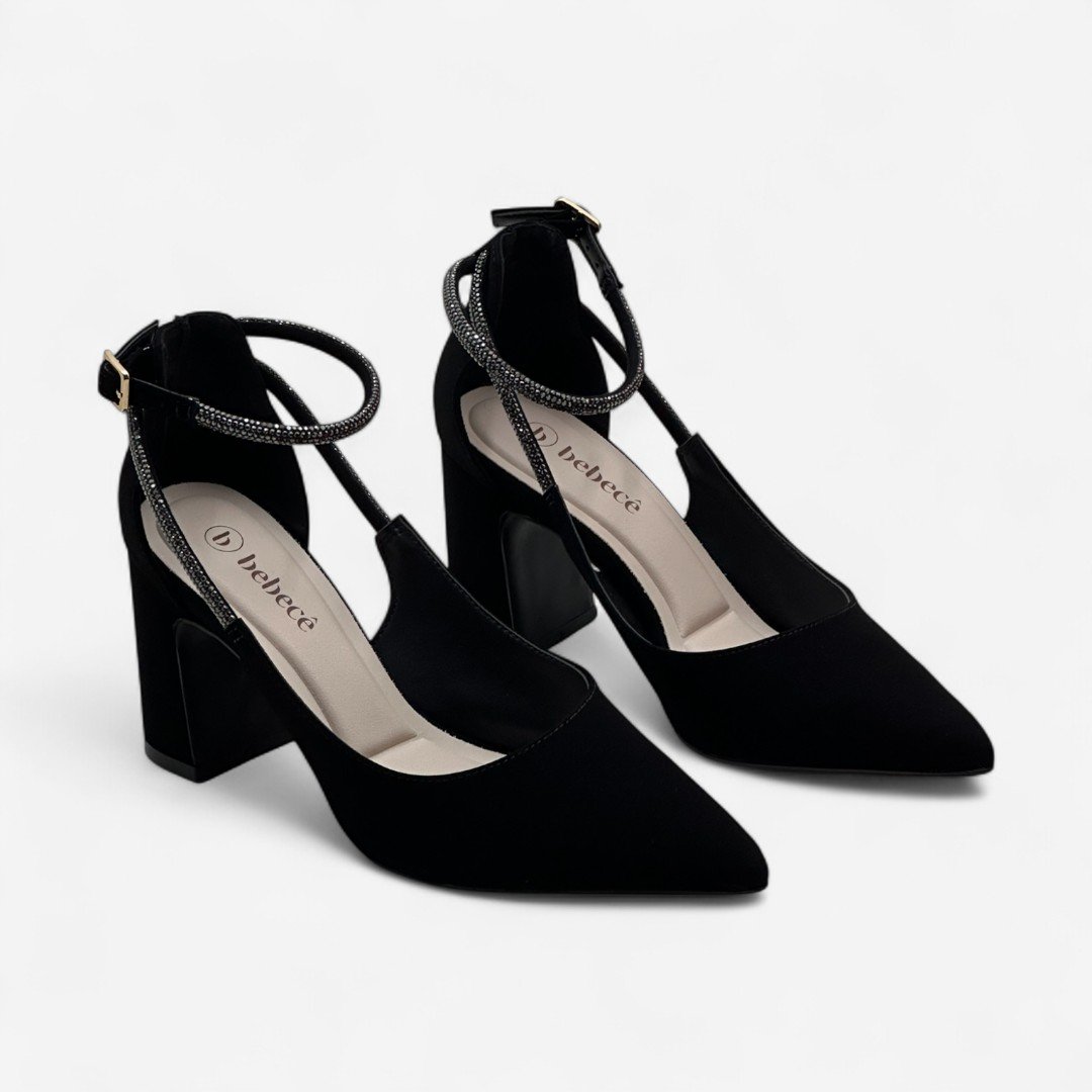 Sapato Scarpin Bebecê Nobuck Preto Preto 2
