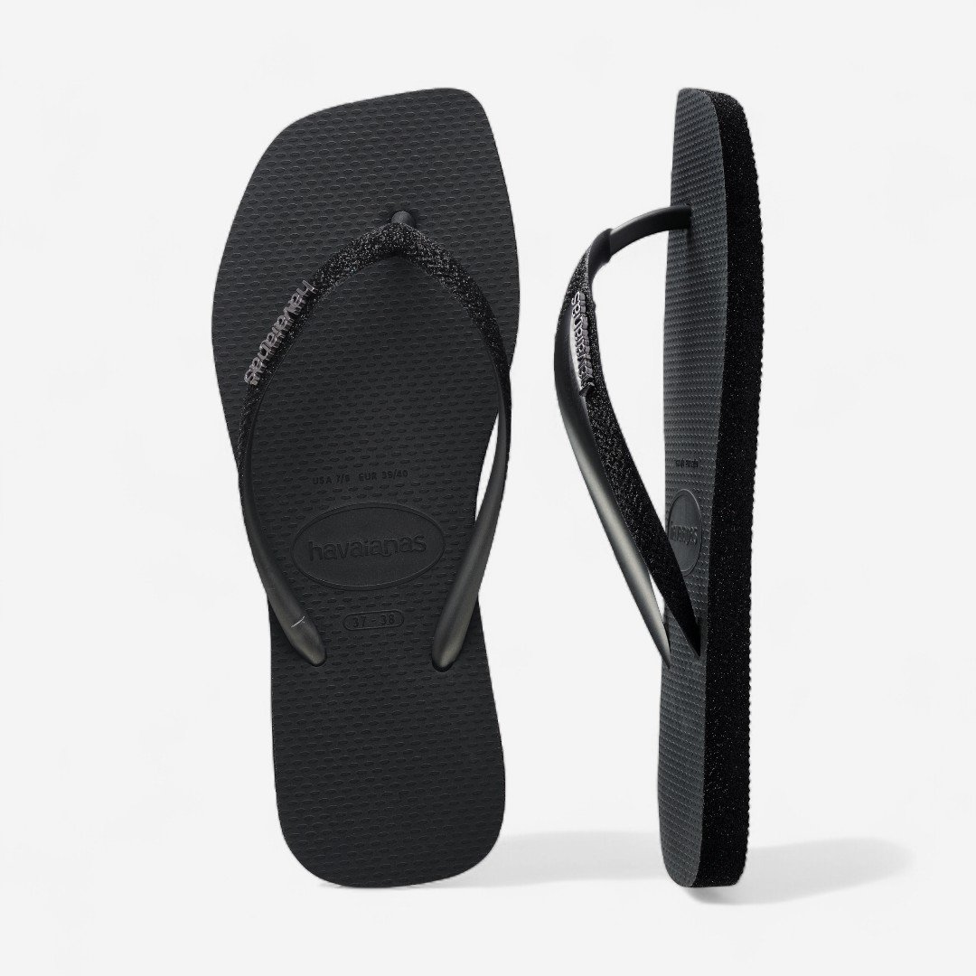 Chinelo Havaianas Slim Square Sparkle Preto Novo Grafite 6