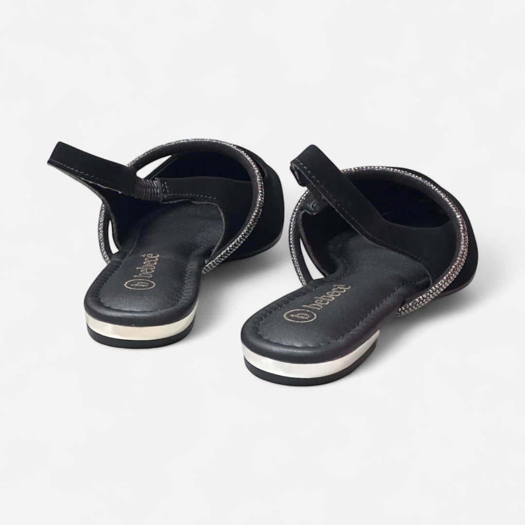 Sapatilha Slingback Bebecê Detalhe Strass Preto Preto 4