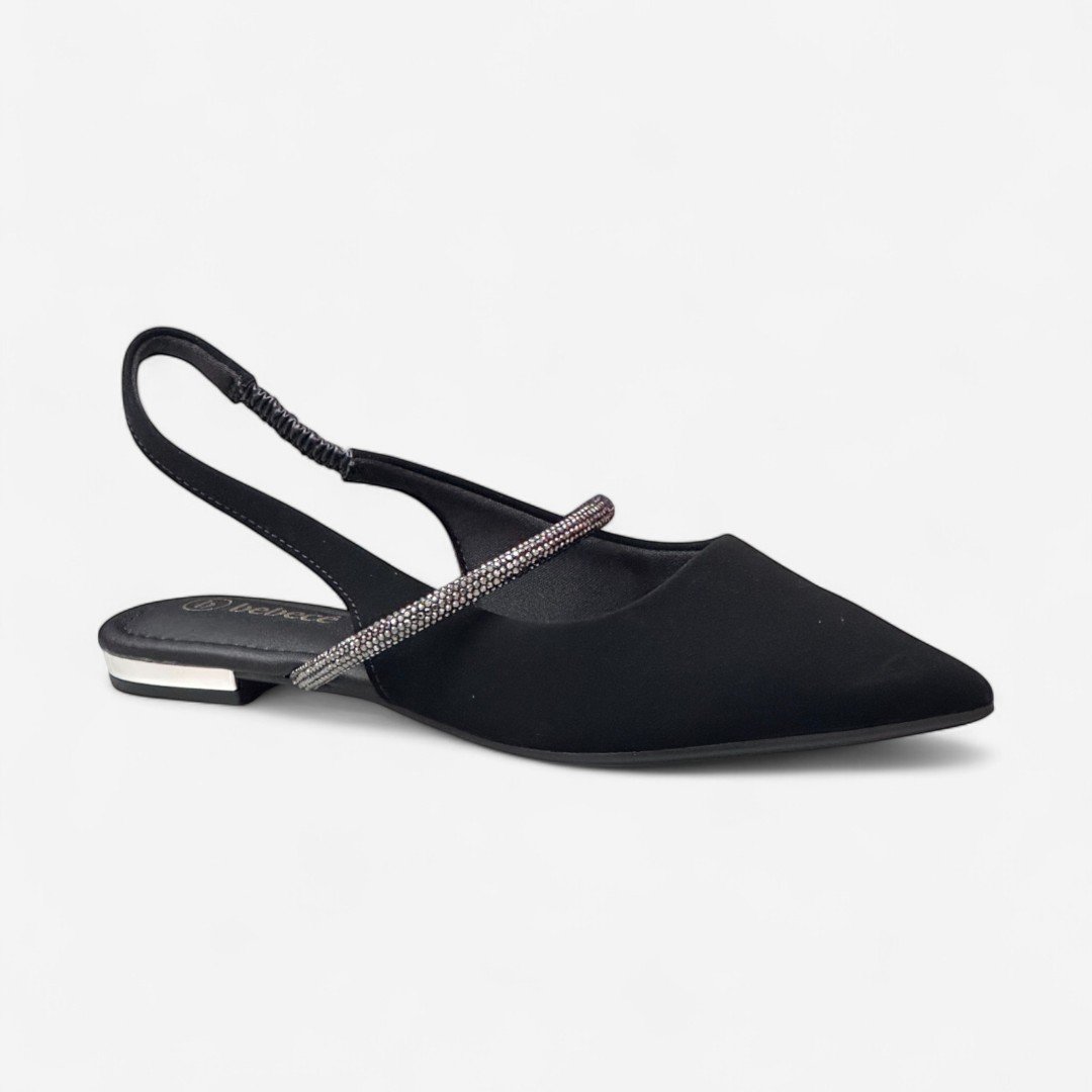 Sapatilha Slingback Bebecê Detalhe Strass Preto Preto 5