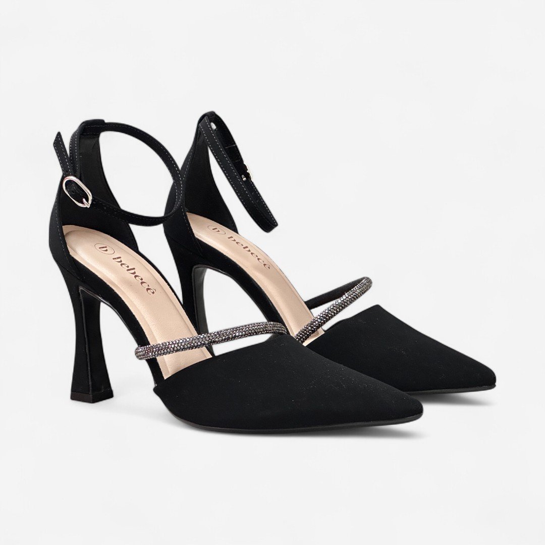 Sapato Scarpin Bebecê Nobuck Preto Preto 2