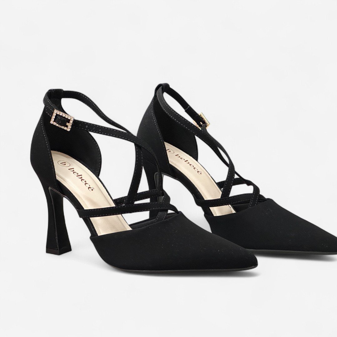 Sapato Scarpin Bebecê Nobuck Preto Preto 4