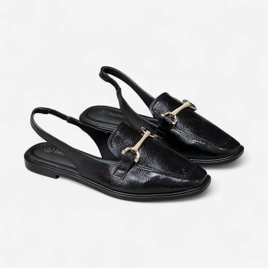 Mule Bebecê Feminino Verniz Preto Preto 4